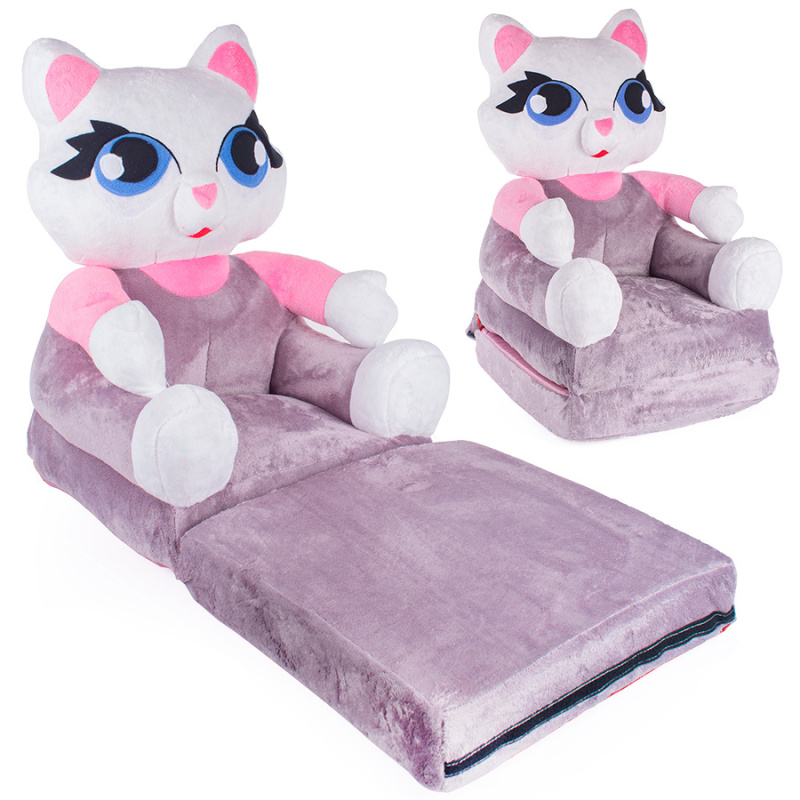Rozkładany fotelik pluszowy dla dziecka kotek